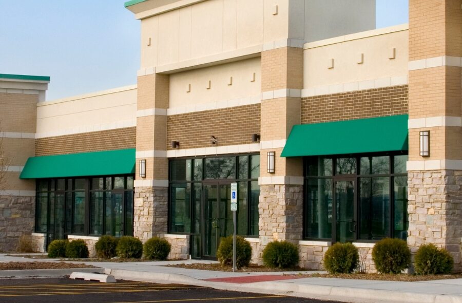 Commercial building with large windows